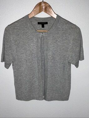 Banana Republic Light Gray Short-Sleeve Open-Front Cardigan